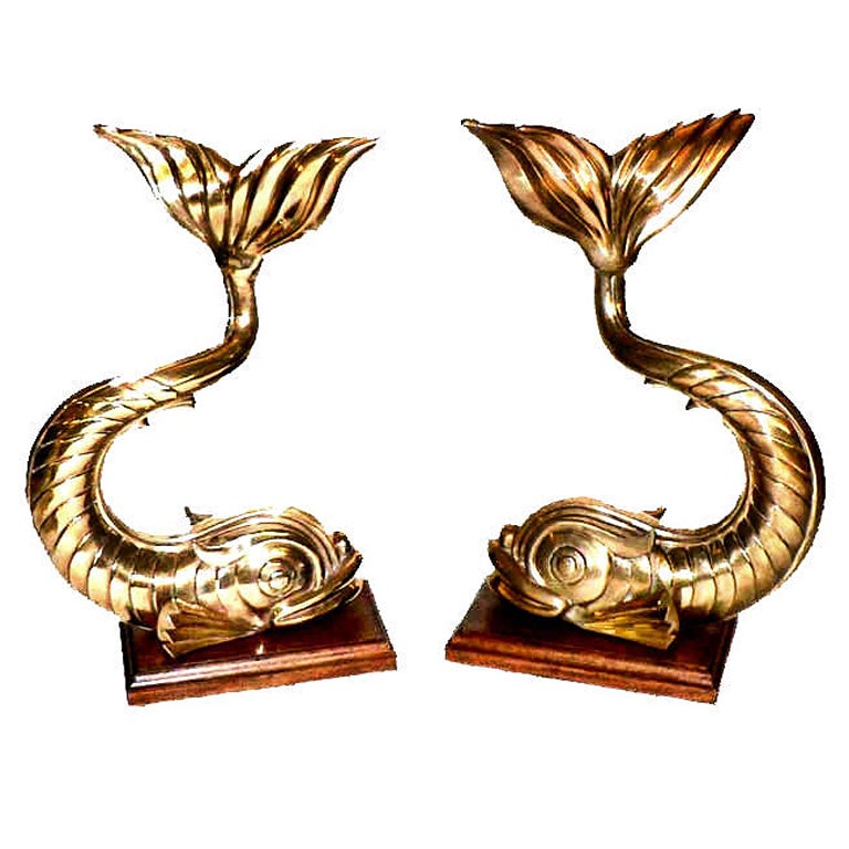 Bronze Art Nouveau Nautical Dolphin Side Table For Sale
