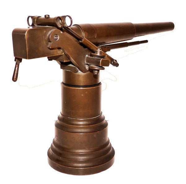 This is, in our opinion, a foundry model of a naval, pedestal mount, deck gun as was fitted to U.S. submarines of the WW I era. The design closely resembles those of the 3