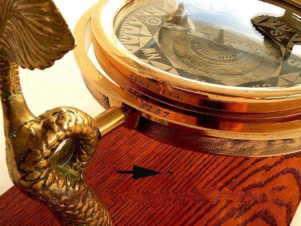 19th Century Antique Nautical Twin Dolphin American Dry Card Compass Display For Sale