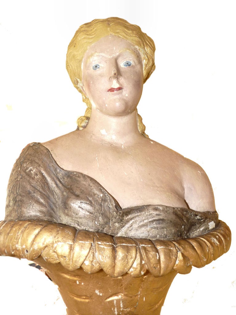 19th Century American Ship's Nautical Folk Art Figurehead From Small Sailing Yacht For Sale