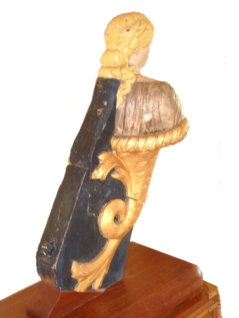 Hand-Painted American Ship's Nautical Folk Art Figurehead From Small Sailing Yacht For Sale