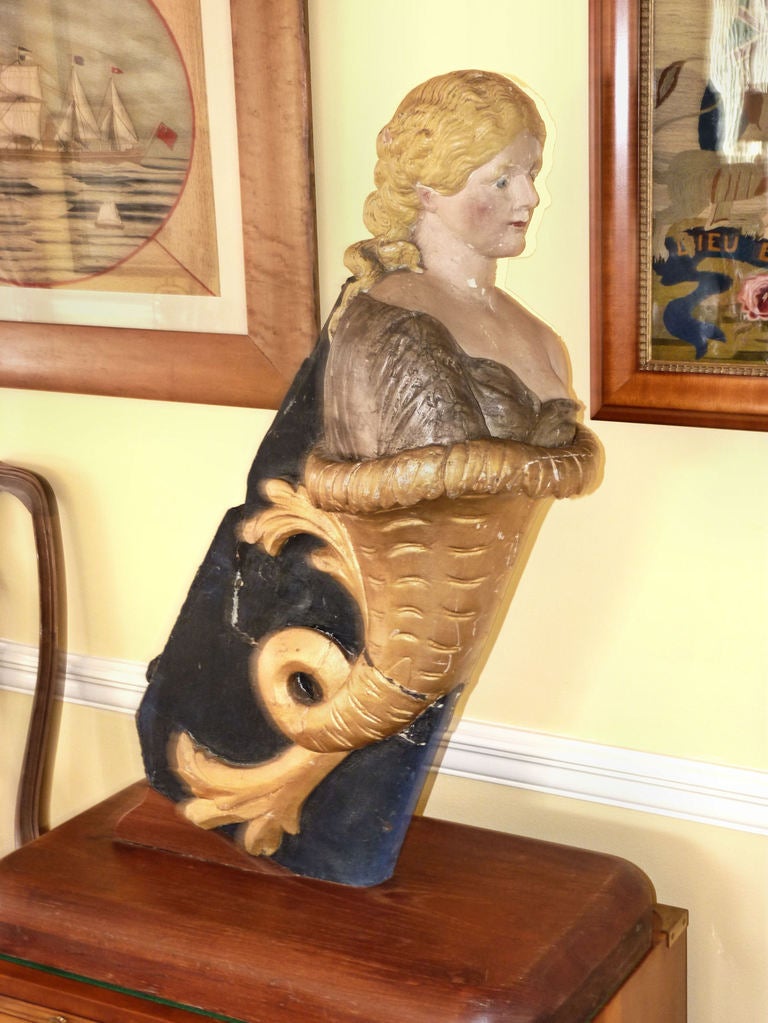 American Ship's Nautical Folk Art Figurehead From Small Sailing Yacht In Good Condition For Sale In Palm City, FL