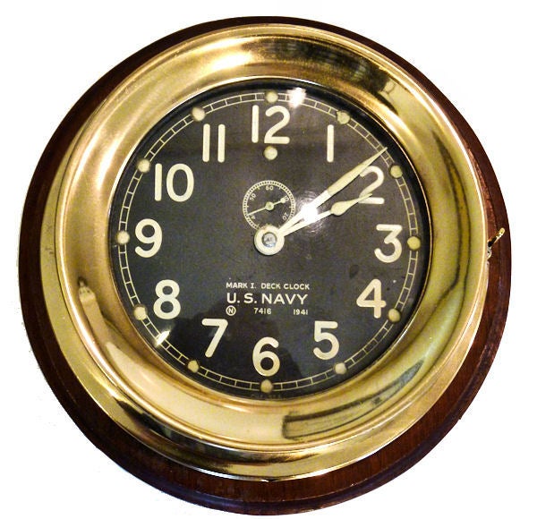 Mid-20th Century Rare Chelsea Nautical Navy Mark I Deck Clock Presenation Grade