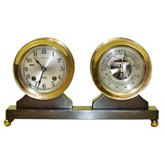 Retro Rare Chelsea Nautical Desk Top  Ship's Clock & Barometer Set