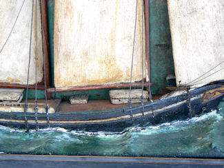 Antique American Folk Art New England Coasting Schooner Diorama For Sale 1