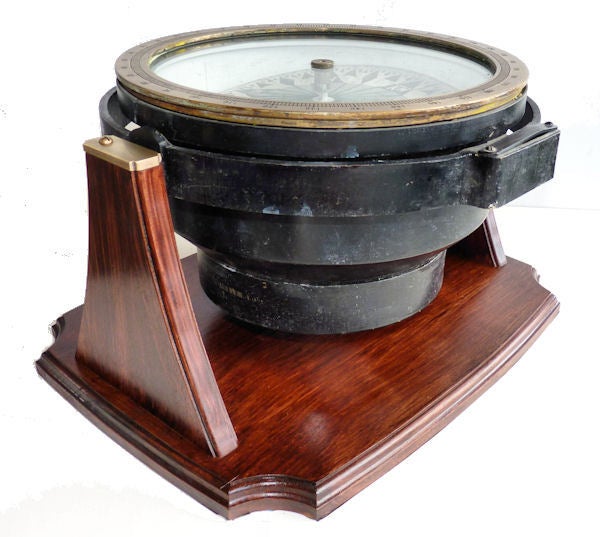 British Lord Kelvin Bottomley & Baird Threaded Nautical Compass Display