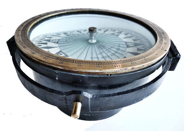 20th Century Lord Kelvin Bottomley & Baird Threaded Nautical Compass Display