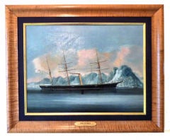 HMS Victoria at Hong Kong Harbor China Trade Marine Oil Painting