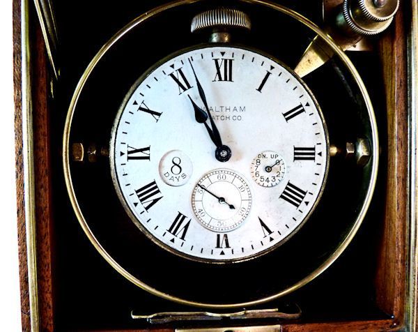 20th Century Antique Waltham U.S. Navy Ships Boxed Chronometer WW I