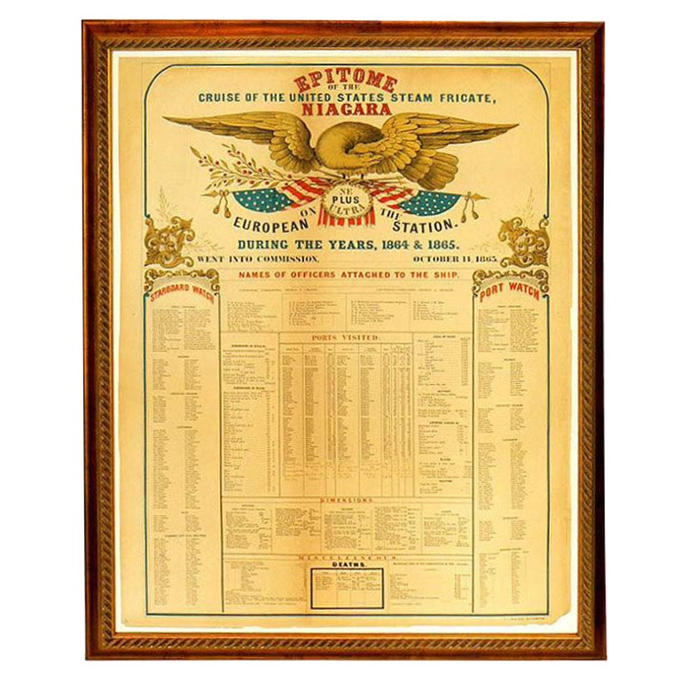 Civil War Original Broadsheet USS Niagara Nautical Folk Art For Sale at ...
