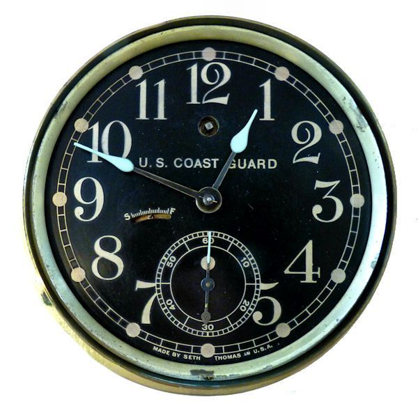 Mid-20th Century Nautical Ships Clock Rare U.S. Coast Guard  Pre WW II Mint