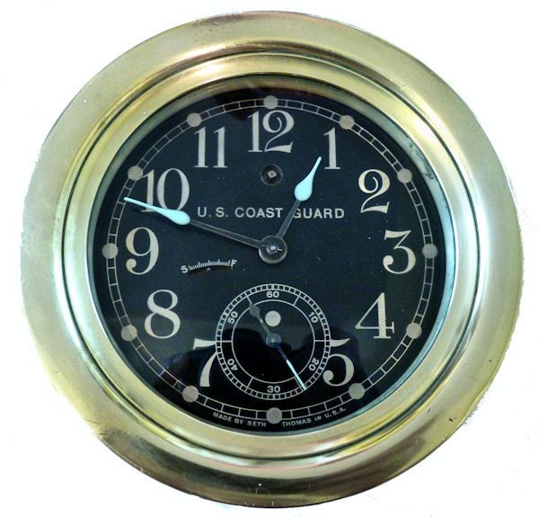 Silk Nautical Ships Clock Rare U.S. Coast Guard  Pre WW II Mint