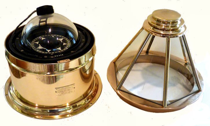 PRESENTED on the viewer's left is a giant skylight or cathedral binnacle with an original Spherical Compass that was invented by Wilfrid O. White. The design dates to January 6, 1931 under Patent number 1987383 which was granted on January 8, 1935.