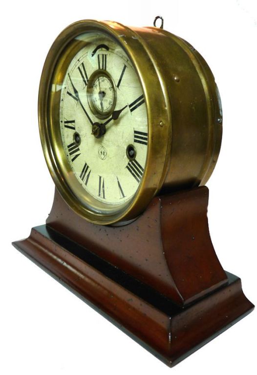 Antique Nautical Ships Double Wind Bridge Clock Dated 1878