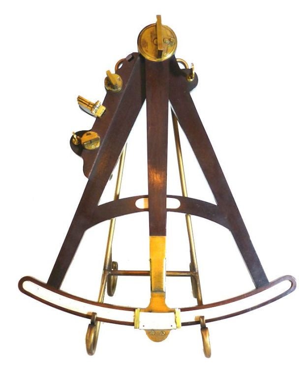 Presented is the largest octant with an index arm 17 1/2 inches long, that makes it one of the largest instruments of this type known. It has other interesting features which sets it apart from most other Hadley type octants, which include:

Wood