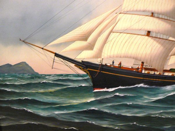 American Large Nautical Painting Clipper Ship ELIZABETH by Jerome Howes For Sale