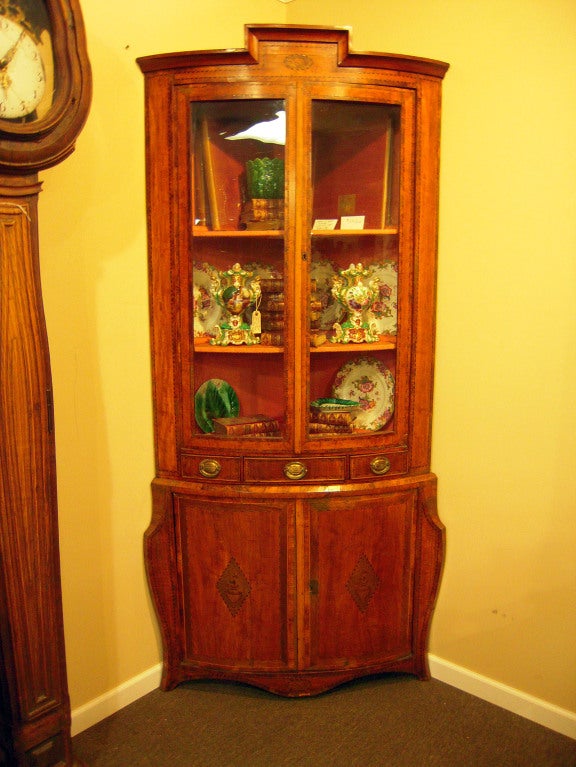 George III Inlaid Corner Cabinet