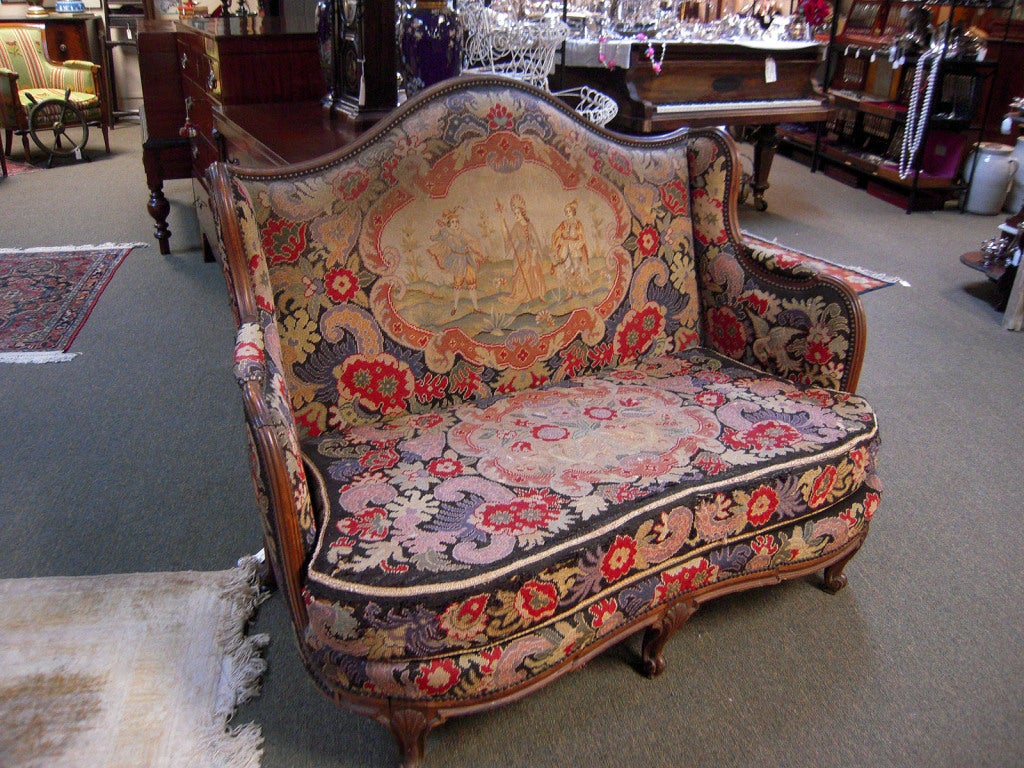 French Napoleon III Needle-pointed Loveseat For Sale