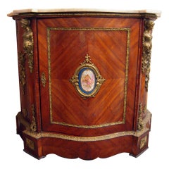 Salon Cabinet with Sevres Medallion and Marble Top
