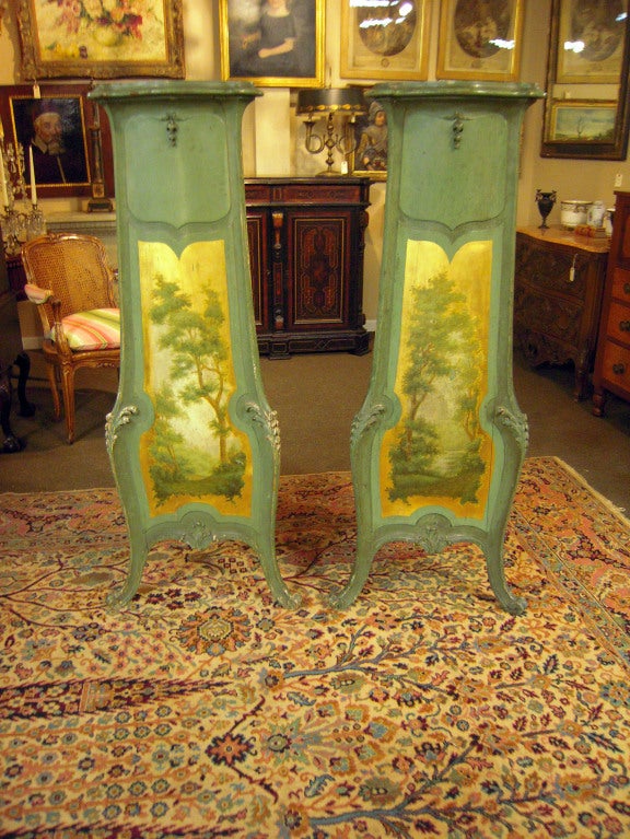 Extraordinary Pair of French, Napoleon III Polychrome Pedestals