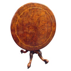 Antique Inlaid Burl Walnut Tilt Top Table, ca 1860