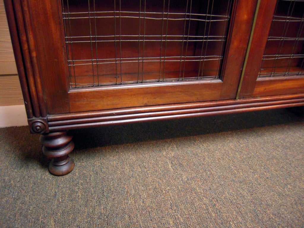 Farmhouse Mahogany Bookcase with Wire Fronted Doors, ca. 1870 2