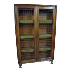 Farmhouse Mahogany Bookcase with Wire Fronted Doors, ca. 1870