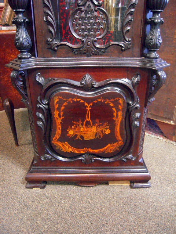 Inlay Chippendale Mahogany Longcase clock by J.J, Elliot