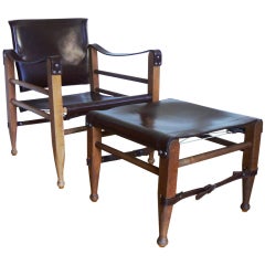 Danish Safari Chair and Ottoman