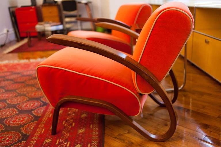 Mid-20th Century Rare Jindrich Halabala H275 Lounge Chairs