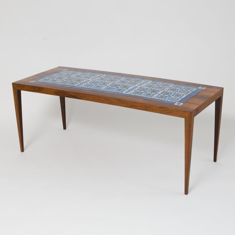 Mid-20th Century Rosewood Danish Coffee Table with Royal Copenhagen Tiles