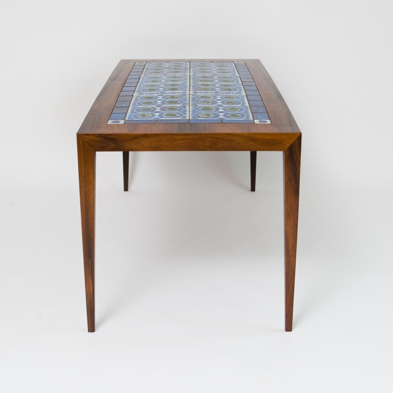 Rosewood Danish Coffee Table with Royal Copenhagen Tiles 1
