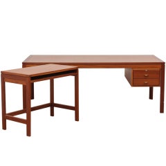 Vintage Christian Hvidt Mahogany Work and Side Desk