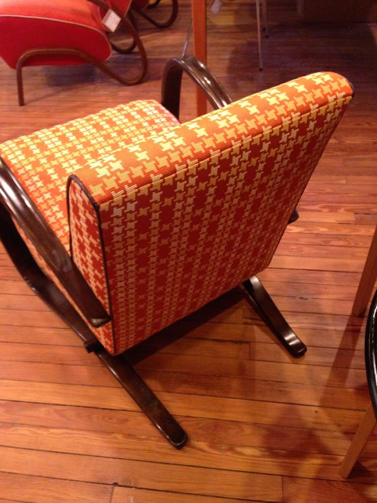 Upholstery Pair of J. Halabala H269 Lounge Chairs