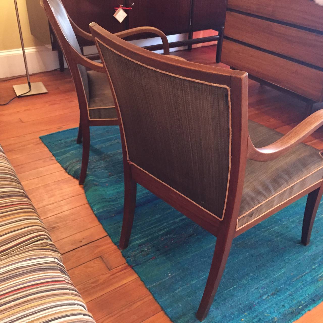 Pair of mahogany Frits Henningsen armchairs with original horsehair upholstery.
