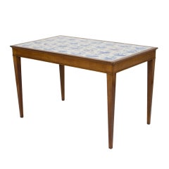 Frits Henningsen Mahogany Coffee Table with Delft Tiles