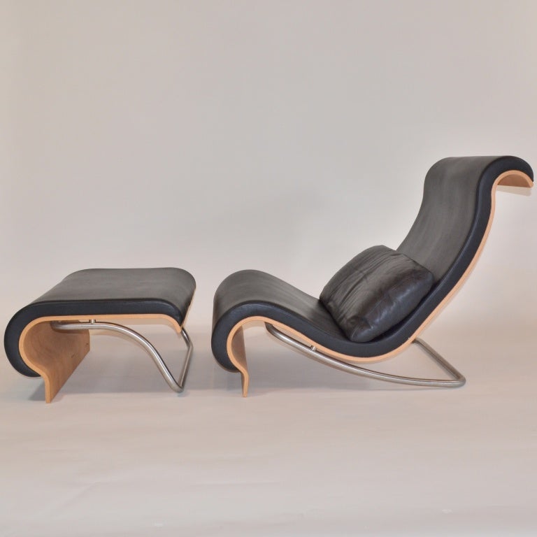 Danish Aurora Reclining Chair & Footstool by Jørn Utzon