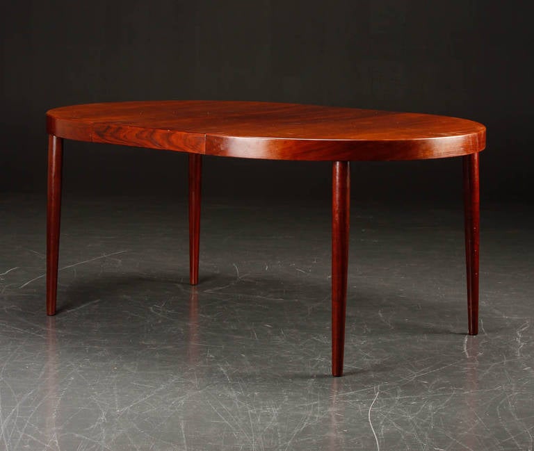 Scandinavian Modern Rosewood Oval, 1970s Danish Dining Table with Extension For Sale