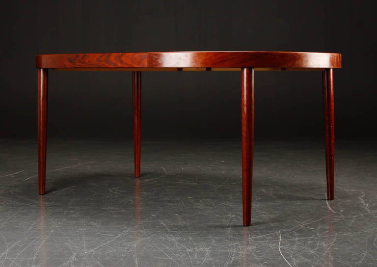 Rosewood Oval, 1970s Danish Dining Table with Extension In Good Condition For Sale In Bryn Mawr, PA