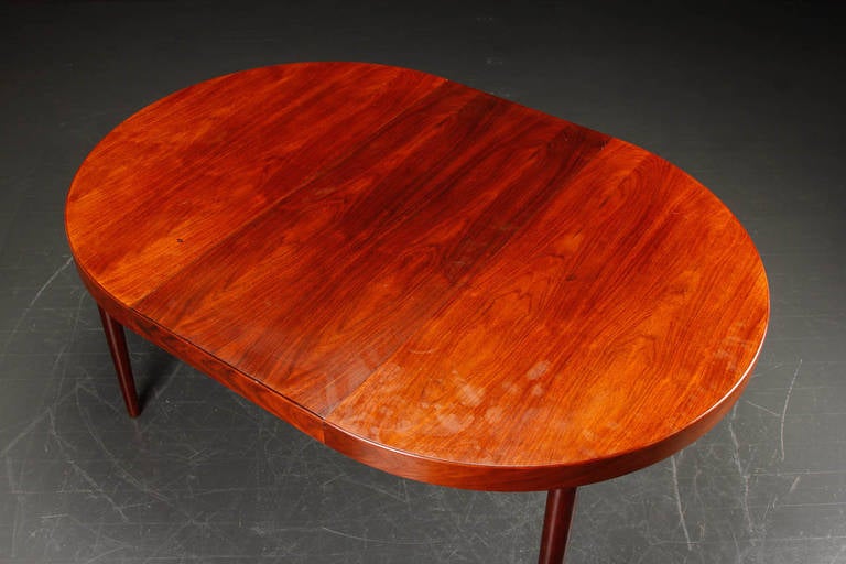Late 20th Century Rosewood Oval, 1970s Danish Dining Table with Extension For Sale