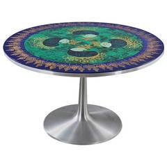 Poul Cadovius Circular Enameled Dining Table hand painted by Susan Mygge