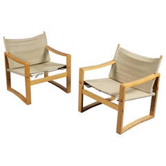 1960's Pair of Danish Safari Chairs