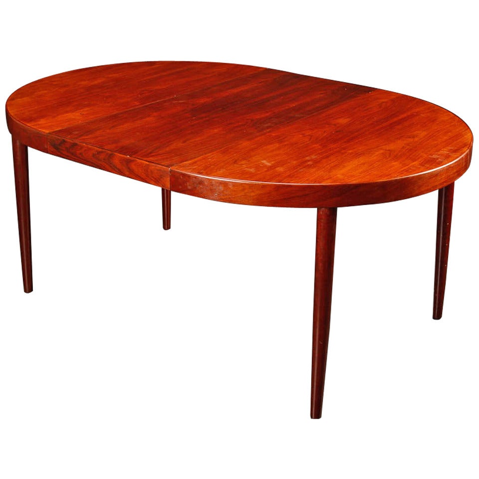 Rosewood Oval, 1970s Danish Dining Table with Extension For Sale