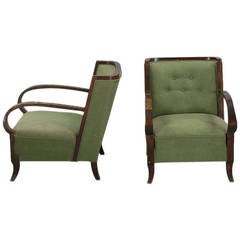 Pair of Swedish Art Deco Bentwood Club Chairs