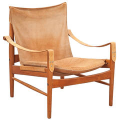Hans Olsen, 1960s Suede and Leather Safari Chair