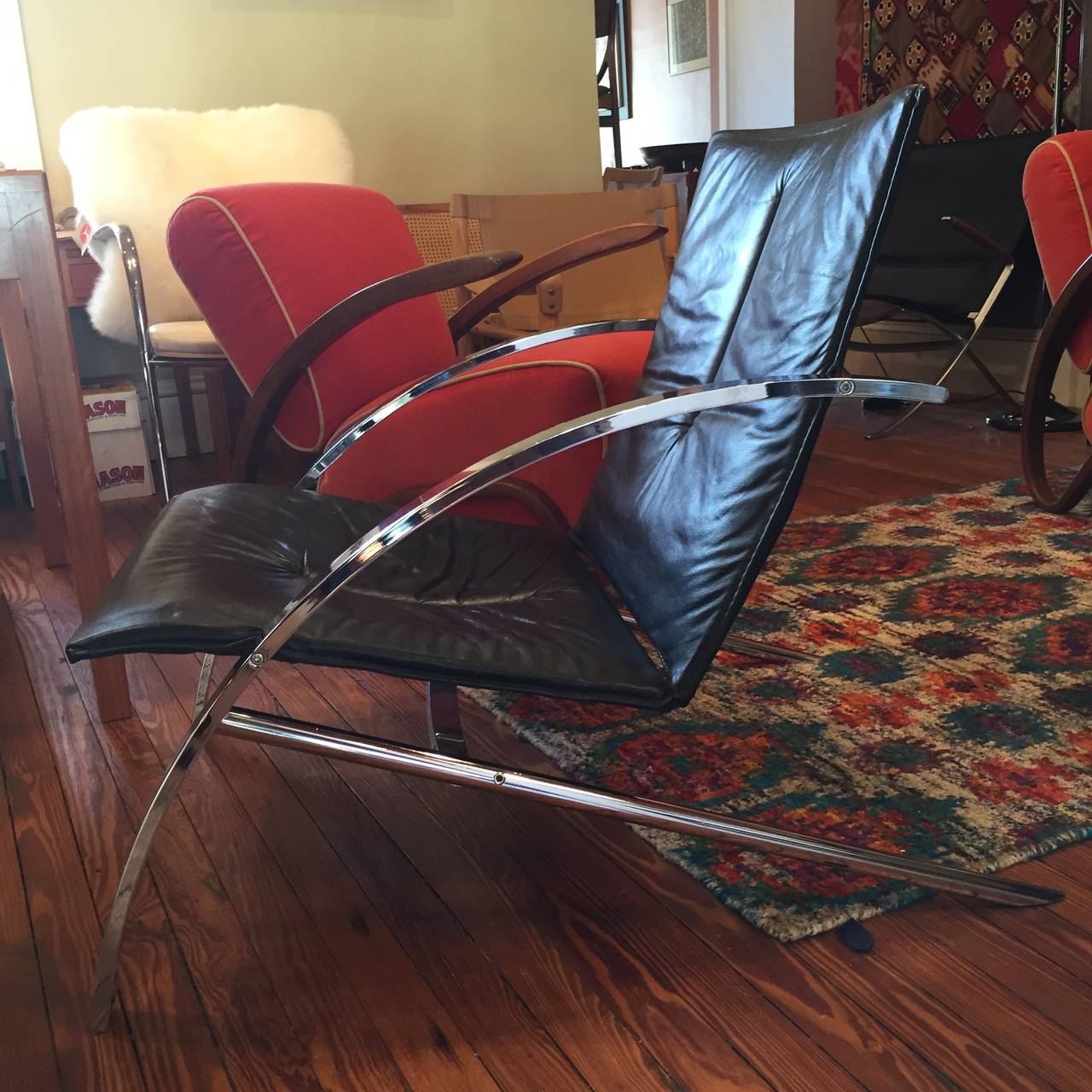 Paul Tuttle 1970s Rare Black Leather Arco Chair