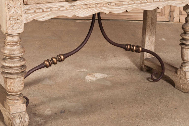 Vintage Rustic Spanish Stripped and Cerused Oak Console/Sofa Table ~ SALE ~ In Excellent Condition In Dallas, TX