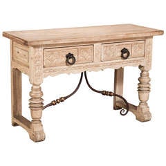 Vintage Rustic Spanish Stripped and Cerused Oak Console/Sofa Table ~ SALE ~