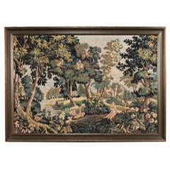 Vintage Framed Aubusson Style Tapestry