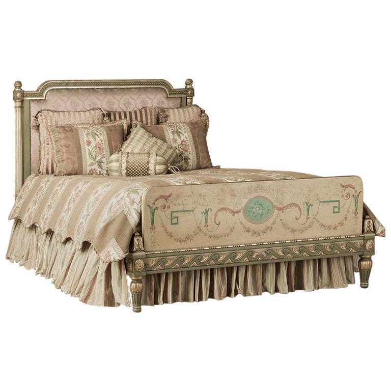 19th Century French Louis XVI Hand Painted Queen Bed by David Freres